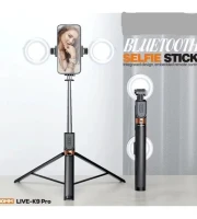 Bluetooth Remote Control Selfie Stick With Multicolor Ring Light
